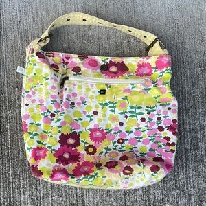 GAP Vintage Floral Pink Red Yellow Reversible Tote Messenger Bag Pockets 2004